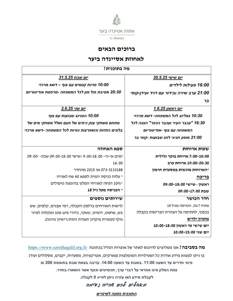תוכנית שבועות 2025
